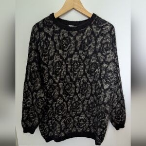 United Colors Of Benetton Fuzzy Mohair Blend Sweater Black & Gray